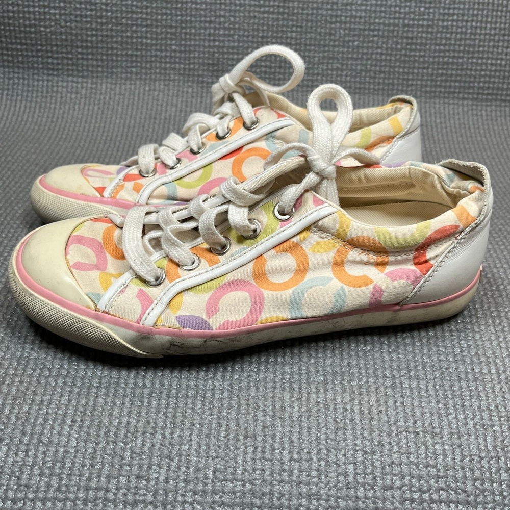 Coach Barrett Sneakers Womens‎ Size 5.5B Multicolor Signature C Canvas Low Top